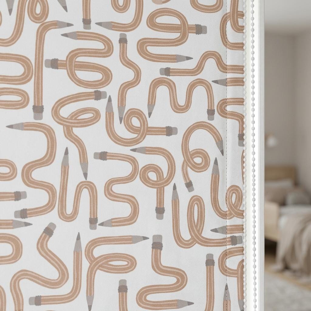 Soft White Velvet Roman Shade, Caramel Pencil Nursery Blind, Kids Custom Blackout or Light Filtering Shade — image 8