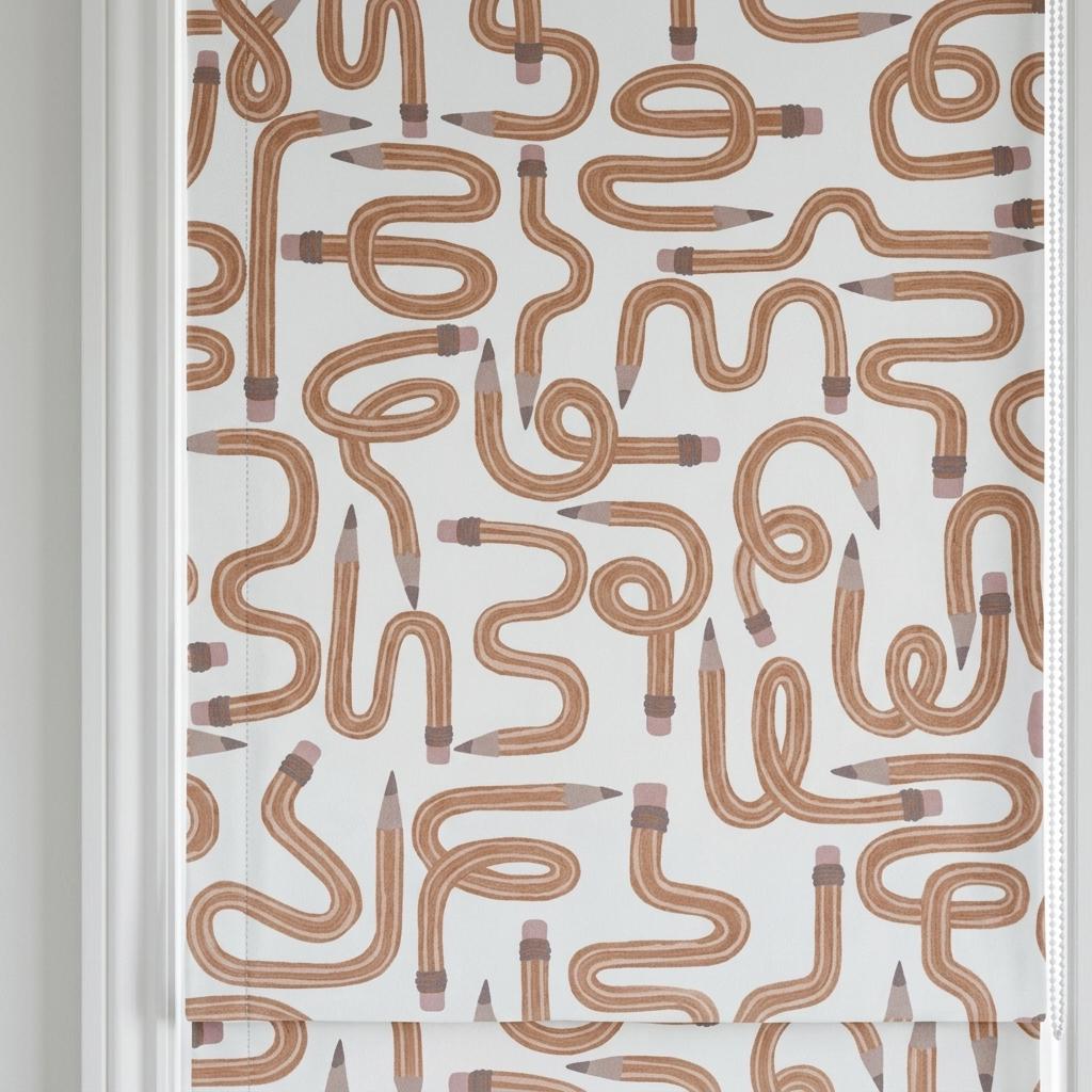 Soft White Velvet Roman Shade, Caramel Pencil Nursery Blind, Kids Custom Blackout or Light Filtering Shade — image 5