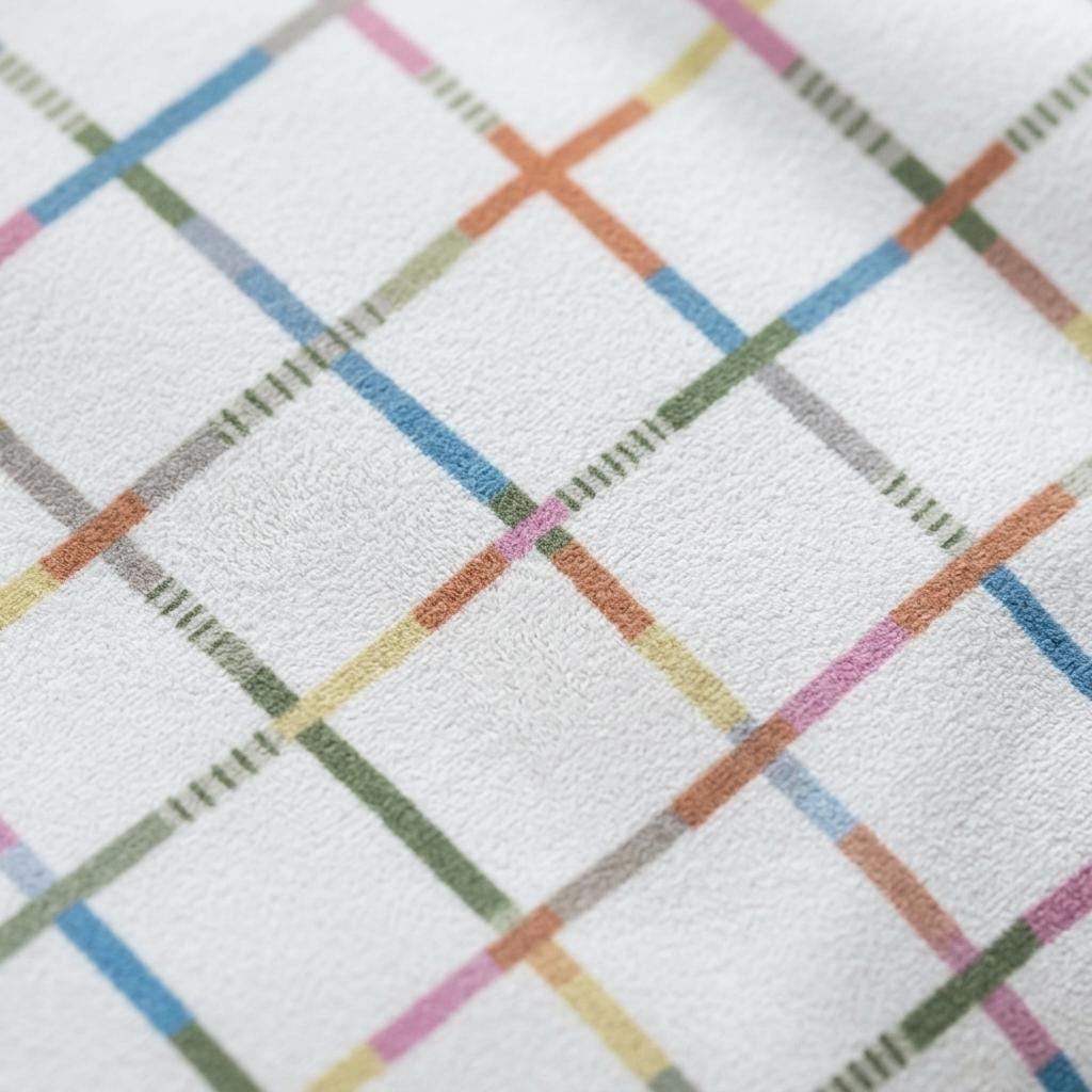Velvet Nursery Curtains, Soft Ivory Pastel Multicolor Geometric Grid Kids Room Drapes, Custom Blackout Option — image 7