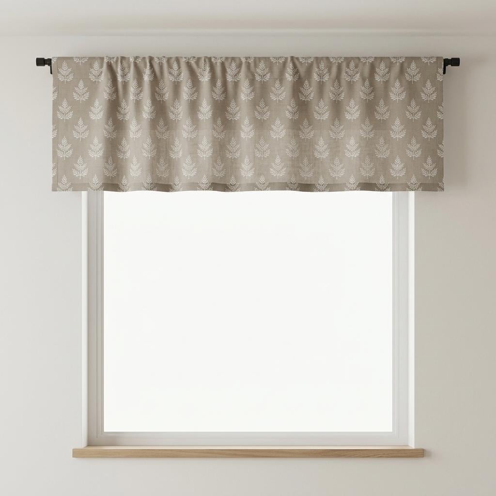 Oatmeal Beige Linen Curtains with White Leaf Embroidery, Botanical Drapes, Custom Size, Optional Blackout Lining — image 10