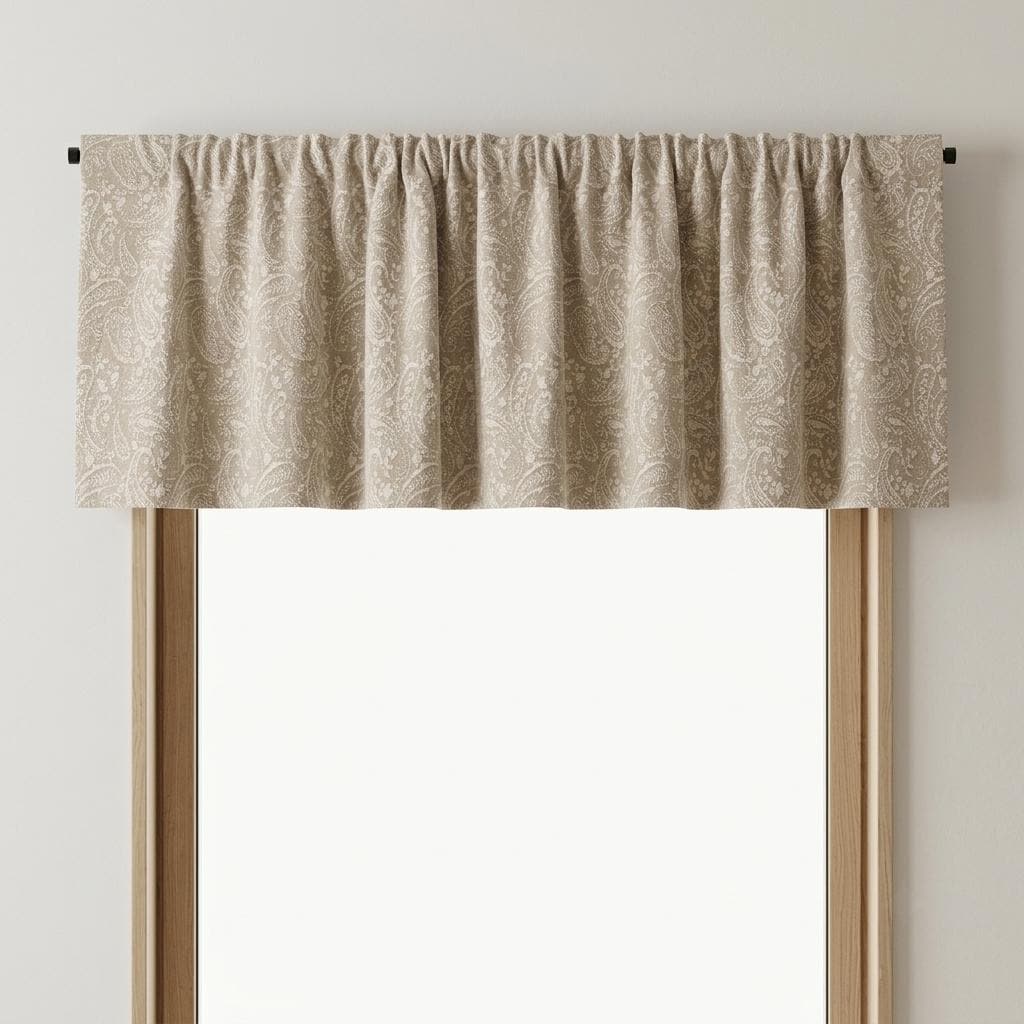 Beige Linen Curtains with Ivory Paisley Embroidery, Custom Sizes, Optional Blackout Lining — image 7
