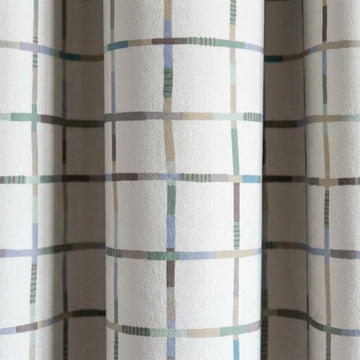 Ivory Matte Velvet Nursery Curtains, Blue & Sage Windowpane Plaid, Custom Size, Optional Blackout Lining — image 1