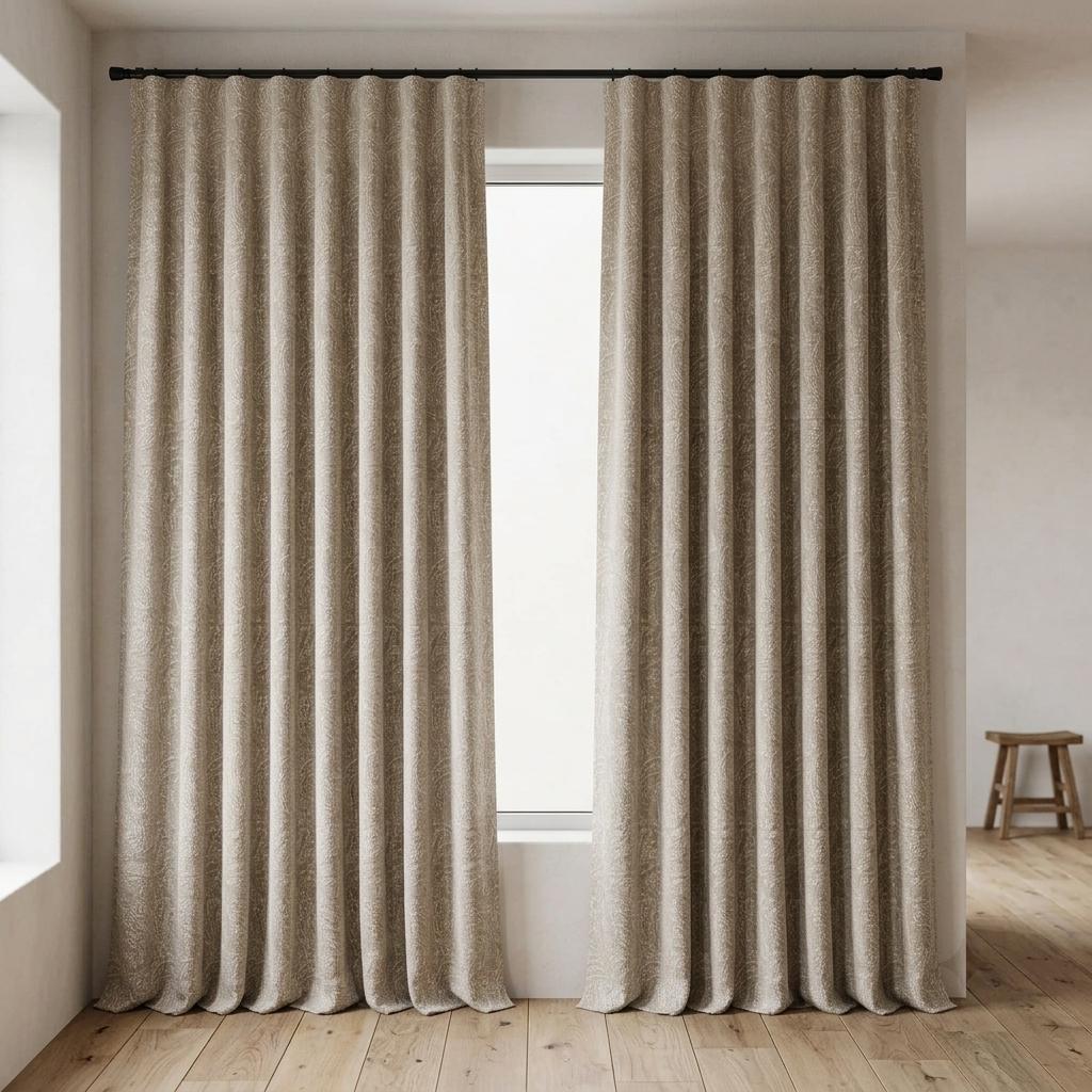 Beige Linen Curtains with Ivory Paisley Embroidery, Custom Sizes, Optional Blackout Lining — image 9