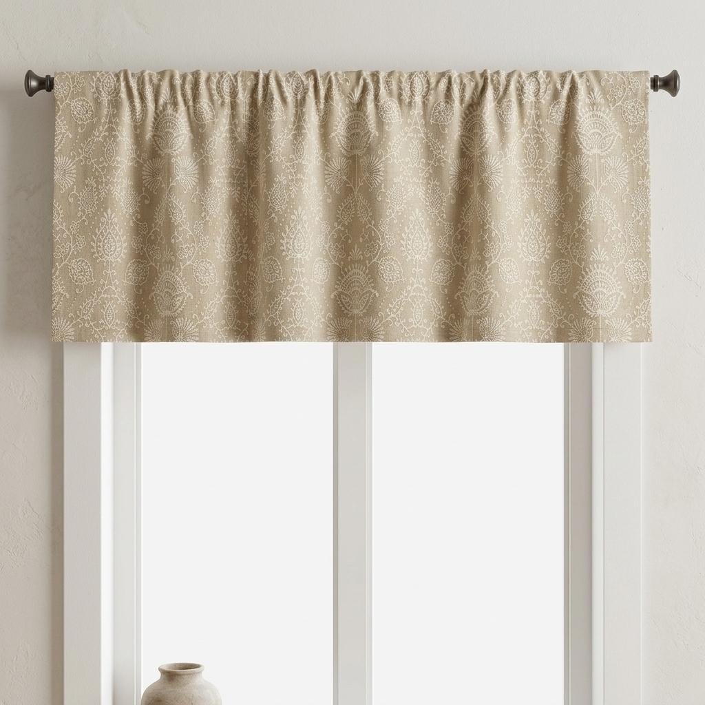 Beige Linen Curtains, Ivory Jacobean Floral Embroidery, Custom Sizes, Optional Blackout Lining — image 6